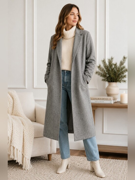 Zara Jackets & Blazers - Zara Gray Longline Open Front Coat | Size Small